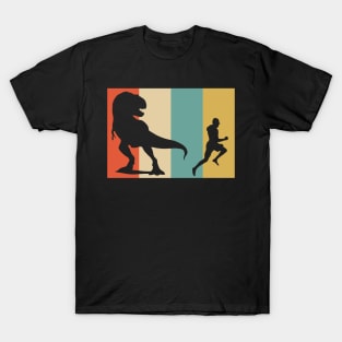 Vintage Dino and Runner Retro Colors T-Shirt